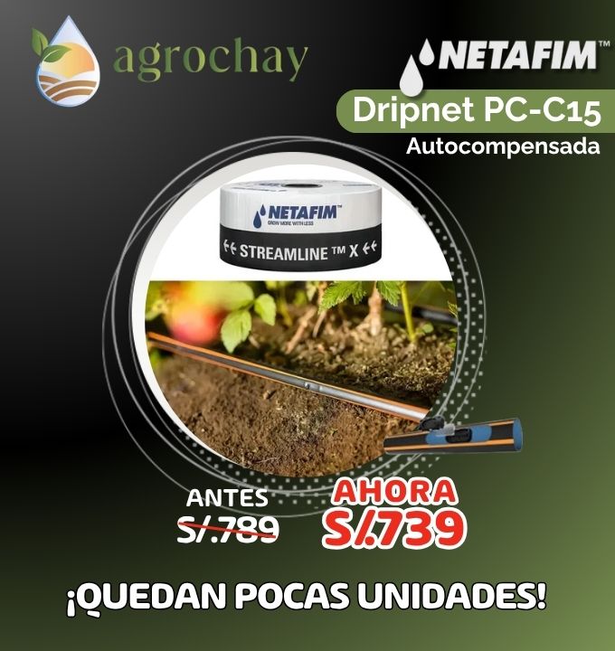 Manguera súper resistente marca Netafim Dripnet PC-C15