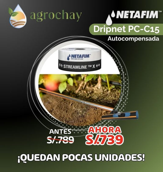 Manguera súper resistente marca Netafim Dripnet PC-C15